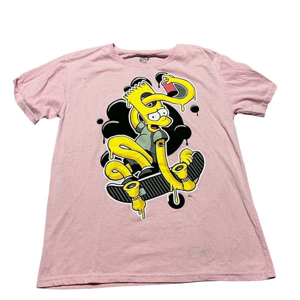 Bart Simpsons Pink Graphic Tee Size XL Graffiti Skateboard Streetwear Cartoon